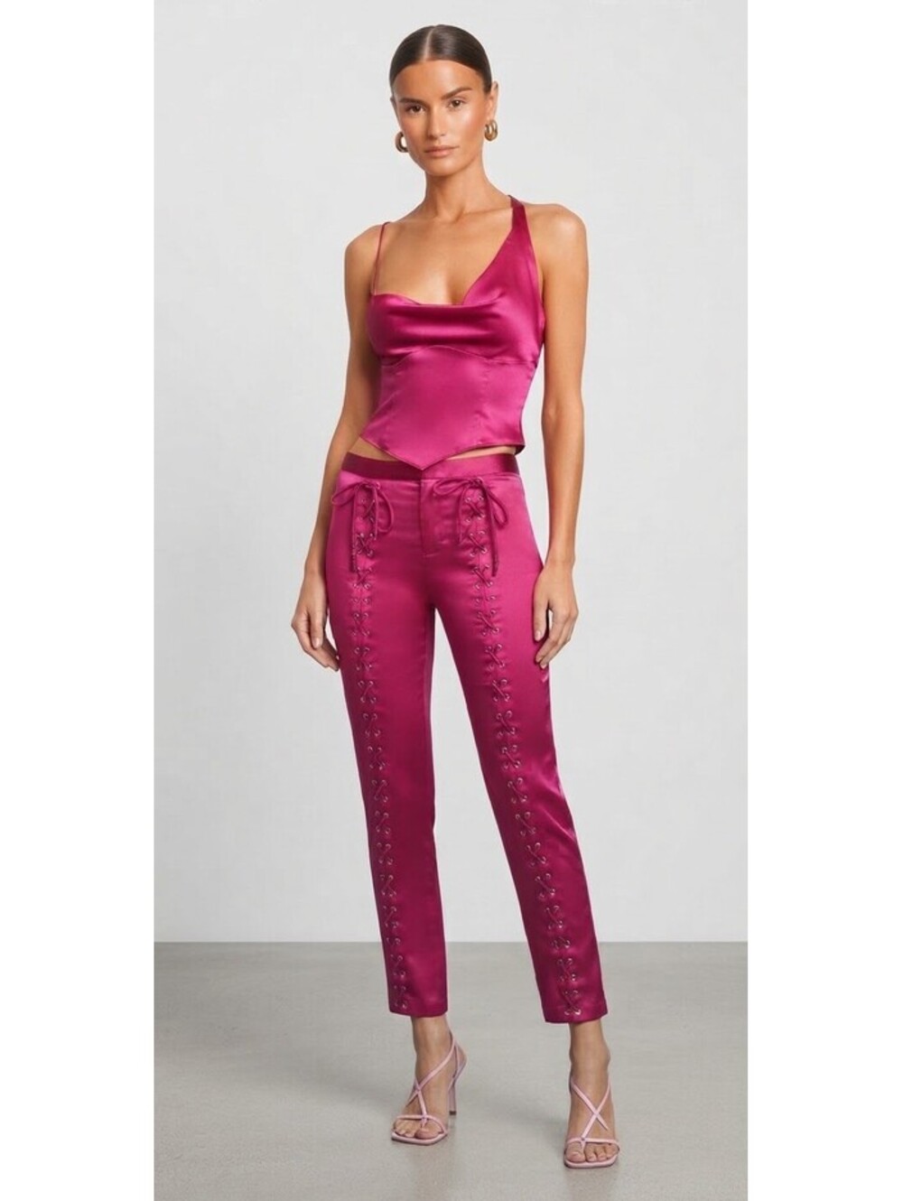 NWOT Revolve Song of Style Ewan Trousers & Aislin Cami Set Fuchsia Pink - Medium